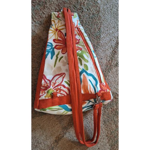 Joanna Stanek Tropical Floral Mutli-Pocket Convertible Sling Backpack Bag - Picture 2 of 9